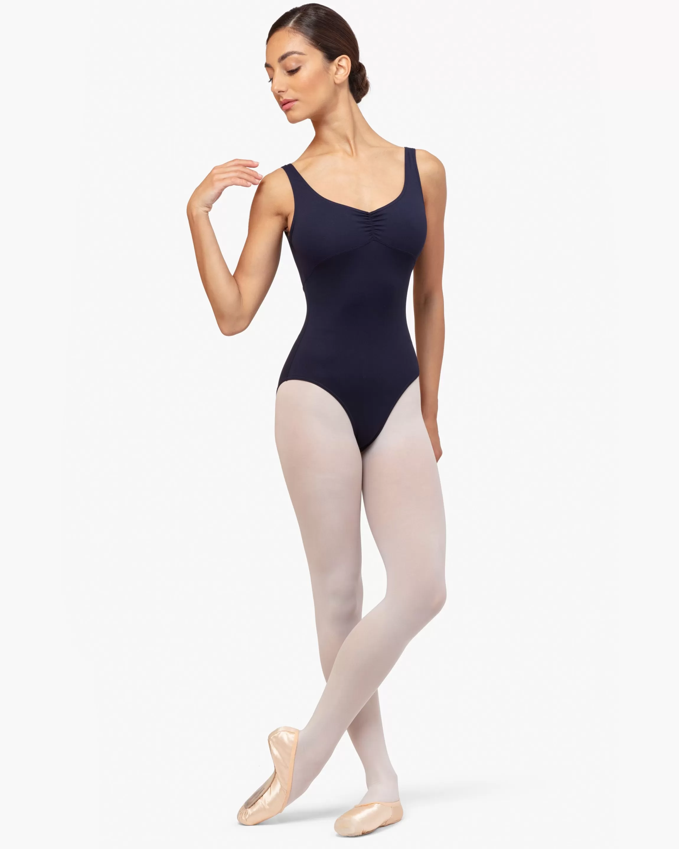 Hot GATHERED FRONT AND BACK LEOTARD NECKLINE Women Leotards & Tunics