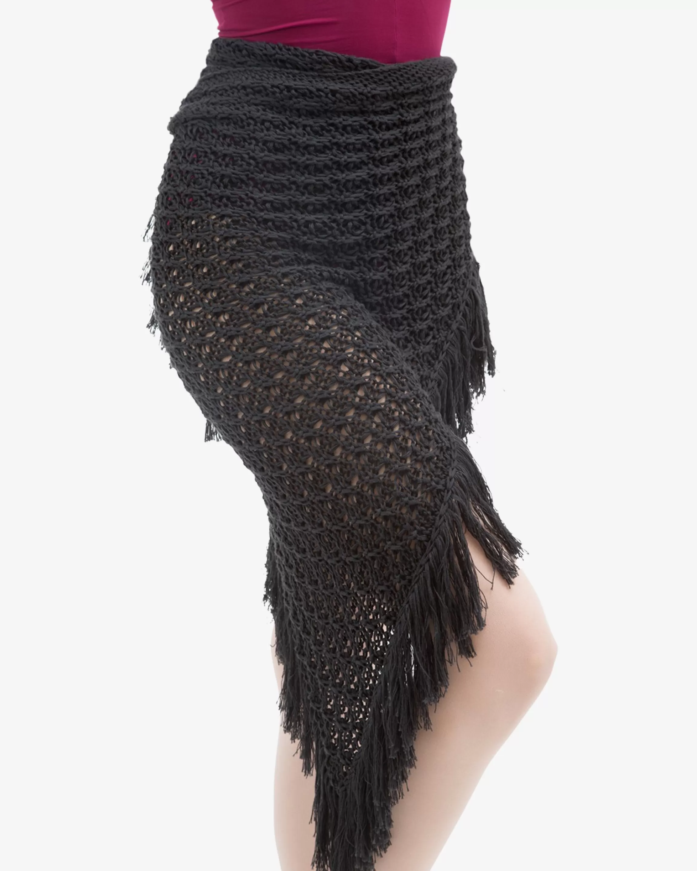 Outlet KNIT SHAWL WITH FRINGES Women Warm-up