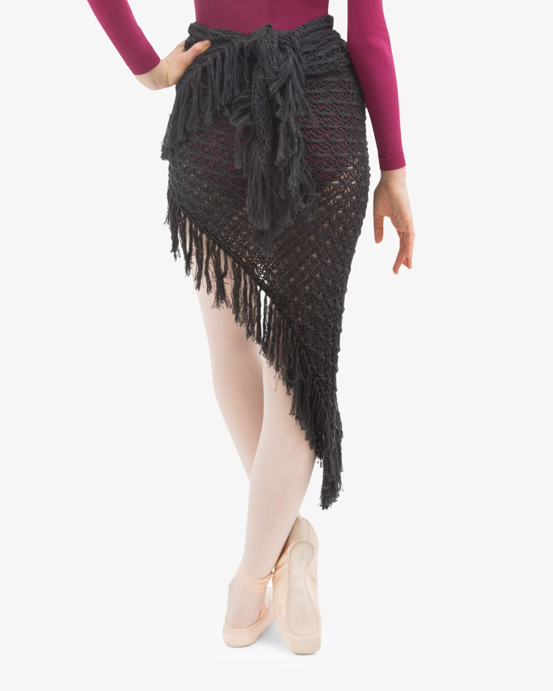 Outlet KNIT SHAWL WITH FRINGES Women Warm-up