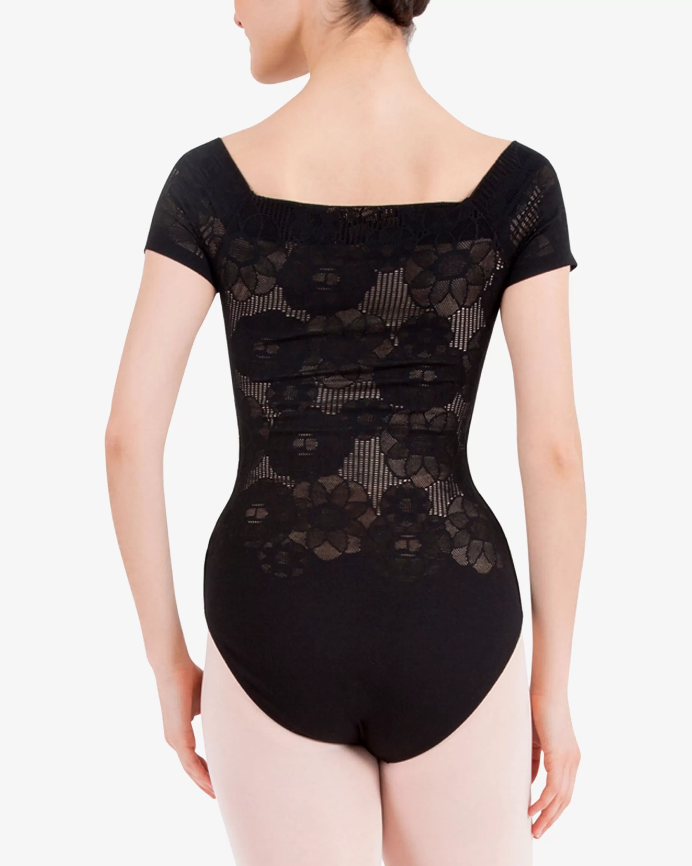 Online SHORT SLEEVES ROSETTE LACE LEOTARD Women Leotards & Tunics | Made in France